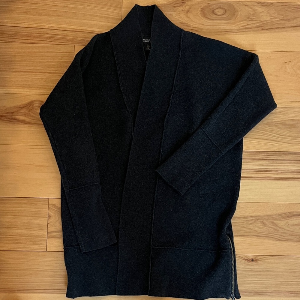 Rachel Zoe Charcoal Open Front Cardigan with Side Zips